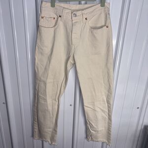 Levi’s 501 Buttonfly Beige Cropped Denim Size 26/26 EUC
